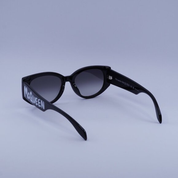 Alexander McQueen AM0330S 001 Sunglasses Black Oval Frame, Grey Lenses - Picture 5 of 9